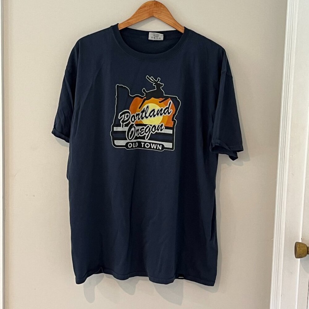Techstyles Portland Oregon Old Town Navy T-shirt Size XL